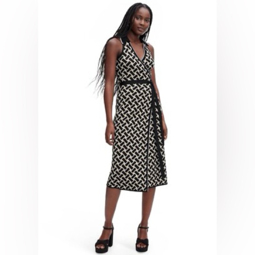 Diane von Furstenberg x Target Sleeveless Knit Wrap Dress – Black White XXS NWT